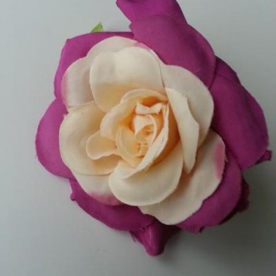 rose artificielle  en tissu peche et prune 70mm