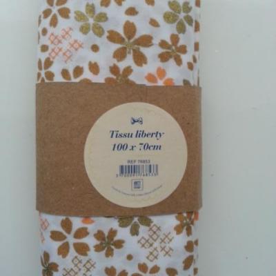 Coupon de  tissu coton liberty motif fleurs beige er marron 100*70 cm