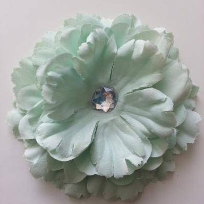 Grande fleur en tissu 110mm avec strass vert pastel