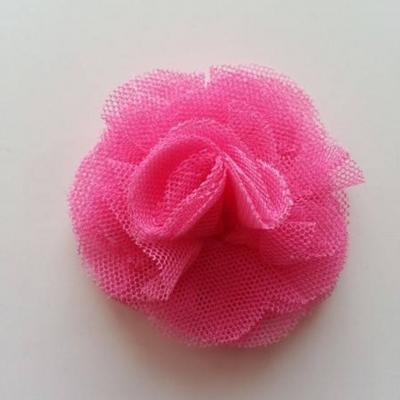 Rosette  fleur   tulle   50mm rose