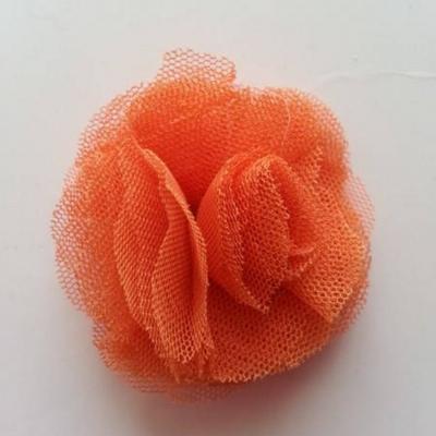 Rosette  fleur   tulle   50mm orange