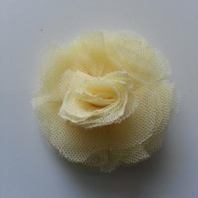 Rosette  fleur   tulle   50mm jaune