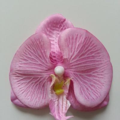 orchidée  en tissu rose  80mm