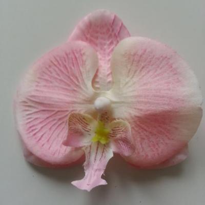 orchidée  en tissu rose pale 80mm