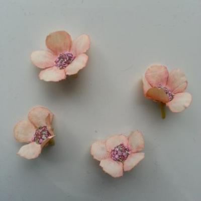 lot de 4 fleurs artificielles en tissu 20mm peche