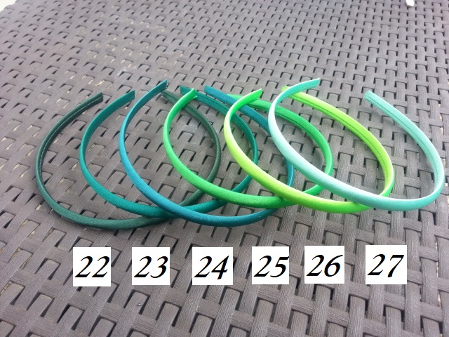 N26 Serre tête recouvert de satin 10mm vert fluo