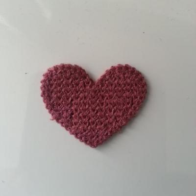 coeur en tricot vieux rose 28*35mm