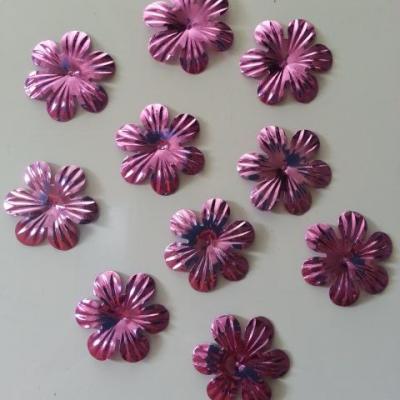 lot de 10  fleurs 35mm rose  à reflets en plastique