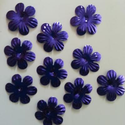 lot de 10  fleurs 35mm violet   à reflets en plastique