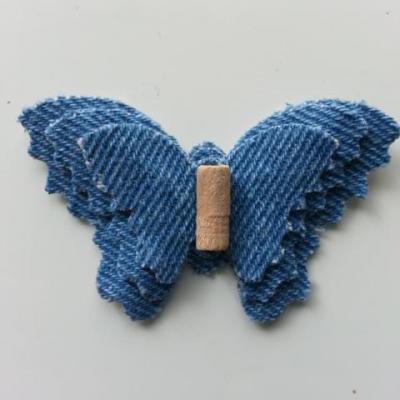 triple papillon en jean bleu moyen 60*40mm