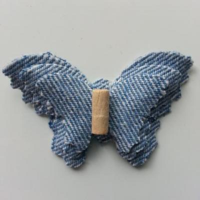 triple papillon en jean bleu clair 60*40mm