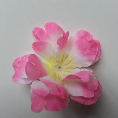 fleur artificielle en tissu 50mm blanc et rose
