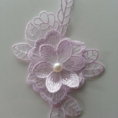 applique fleur en dentelle mauve 12*8cm