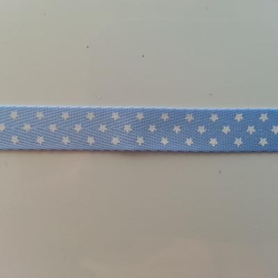 1 metre  de ruban gros grain bleu motif  pois  10mm