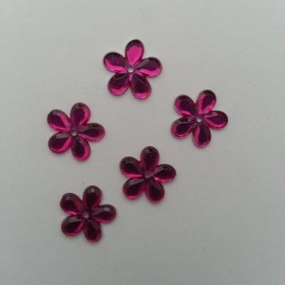 lot de 5 strass fleur 10mm rose fuchsia