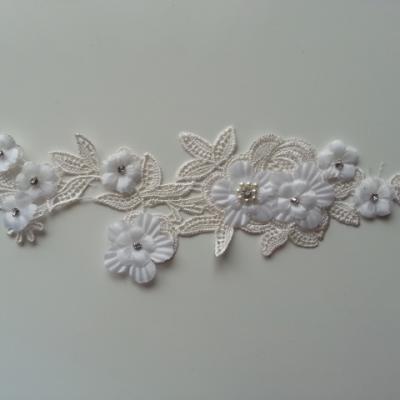 applique  en dentelle et fleur blanche  26.5*10cm