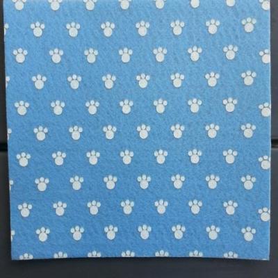 Carré de feutrine motif patte 15*15cm bleu