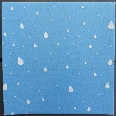 Carré de feutrine motif goutte 15*15cm bleu