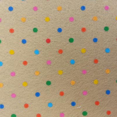 Carré de feutrine motif pois multicolore 15*15cm beige