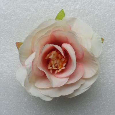 jolie fleur artificielle en tissu de 50mm ivoire et rose