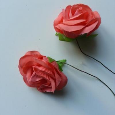 lot de 2 fleurs artificielles en tissu rose saumon 30mm