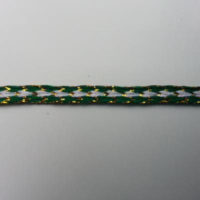 1 metre de ruban  vert , or et balnc    de   8mm