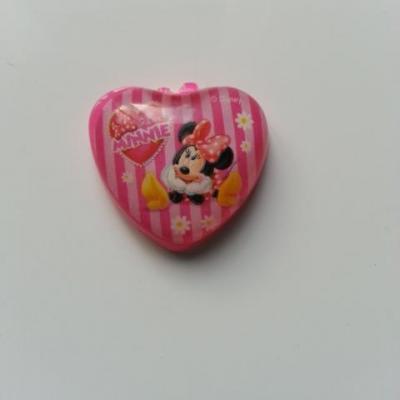 souris minnie   24mm cabochon coeur en résine rose