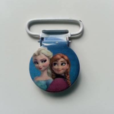 Pince attache tétine , bretelle princesse reine des neiges bleu