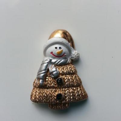 bonhomme de neige , sapin de noel doré, or 25*35mm