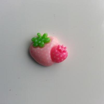 cabochon plat double fraise rose 20*20mm