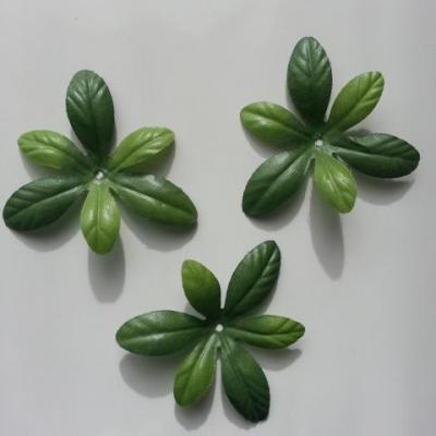 Lot de 3  feuilles artificielles en tissu  vertes  65mm