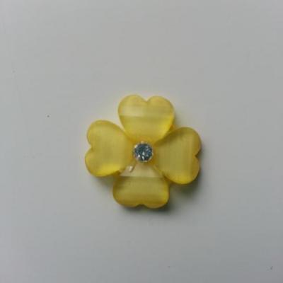 fleur en résine avec strass au centre 20 mm jaune