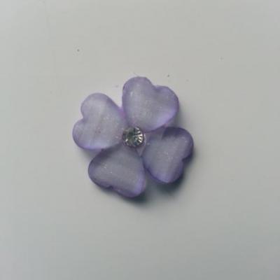 fleur en résine avec strass au centre 20 mm mauve