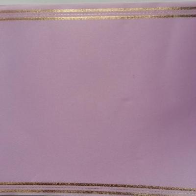 1 mètre de ruban satin mauve avec bordures dorée , or 140mm