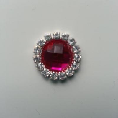 Embellissement strass  15mm rose fuchsia