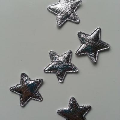 lot de 5 etoiles en tissu 25mm argent