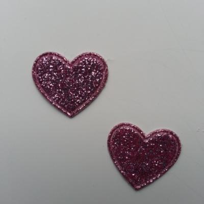 lot de 2 coeurs en tissu de 20mm rose