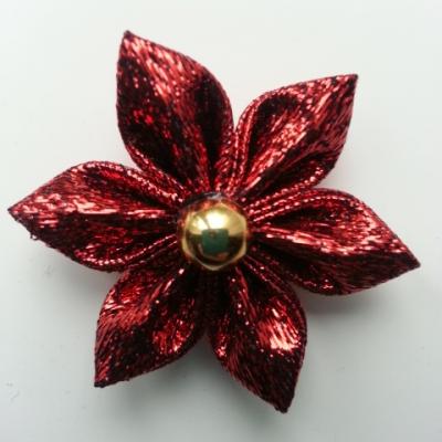 fleur en tissu brillant rouge 40mm