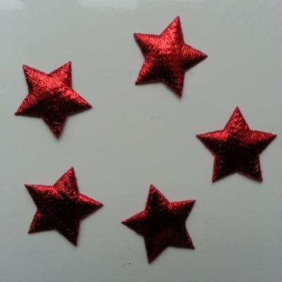 lot de 5 etoiles en tissu 20mm rouge