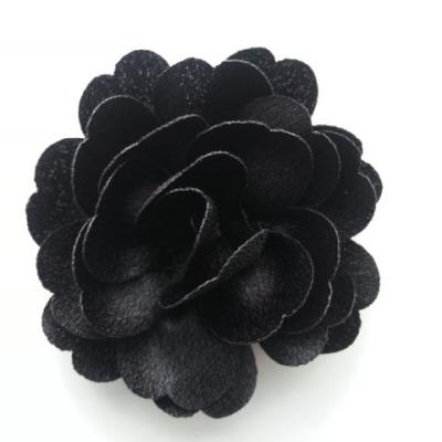 fleur en tissu cristal crêpe satiné  75mm noir