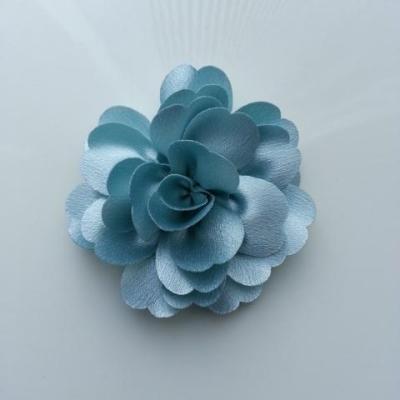 fleur en tissu cristal crêpe satiné  75mm bleu ciel