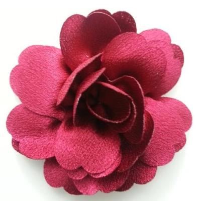 fleur en tissu cristal crêpe satiné  75mm bordeaux