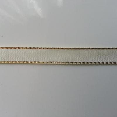 1 metre de ruban ivoire liseré or, doré de   10mm