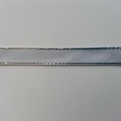 1 metre de ruban gris liseré argent  de   10mm