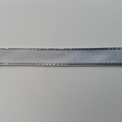 1 metre de ruban gris liseré argent  de   10mm