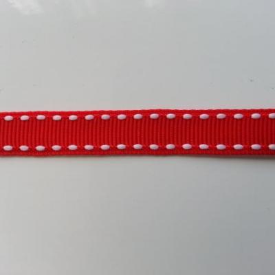 1 mètre de ruban gros grain rouge et blanc 10mm