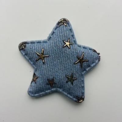 étoile en jean matelassée bleu clair motif étoile or 50mm