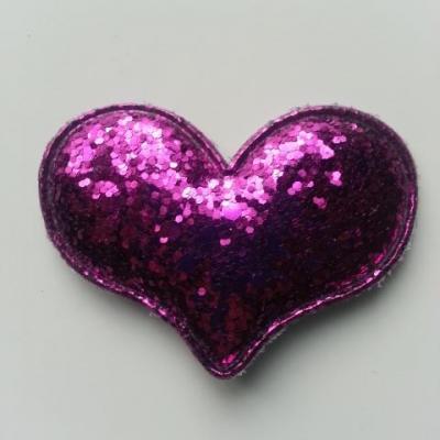 applique coeur pailleté 60*45mm violet