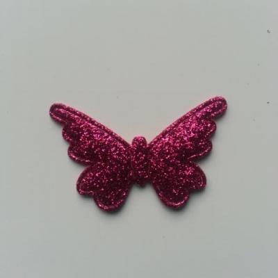 papillon pailleté 40*25mm rose fuchsia