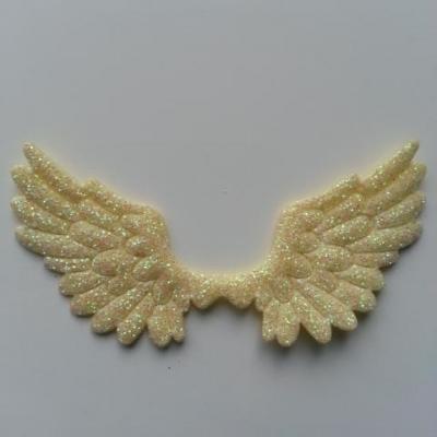 applique ailes d'ange en tisu pailleté  65*35mm jaune